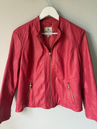 Chaqueta de cuero roja Roberto Baci Talla 48