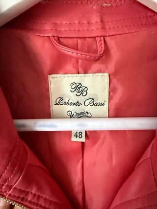 Chaqueta de cuero roja Roberto Baci Talla 48