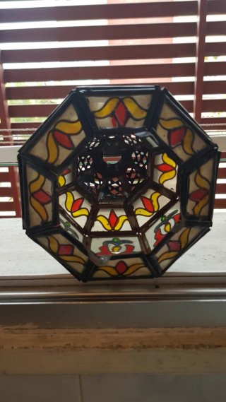Lámpara antigua náutica de latón y cristal