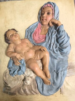 Cuadro relieve Virgen y Niño