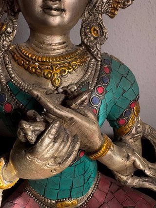 Estatua Buda Vajradara Metal Piedra Multicolor