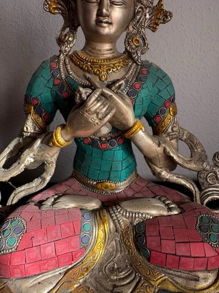 Estatua Buda Vajradara Metal Piedra Multicolor