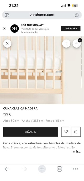 Cuna de bebé de madera con colchón nuevo