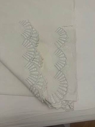 NUEVOSábanas lino antiguas bordadas beige y blanco