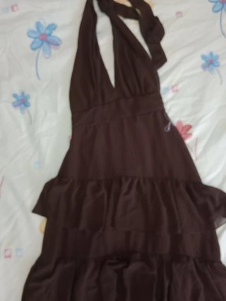Vestido marrón con volantes talla S