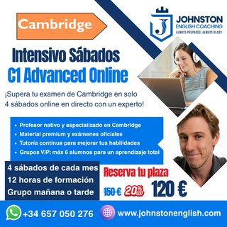 Clases Inglés Online Cambridge C1 Adv Sábados