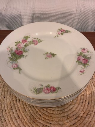 8 Platos Porcelana Limoges Flores Rosas