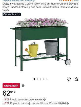Macetero Jardinera elevada Outsunny metálica gris