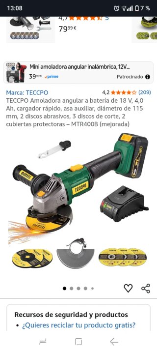 Amoladora a batería TECPPO MTR420B
