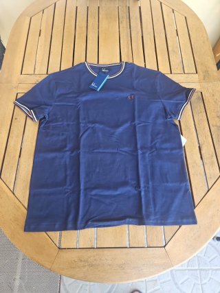 Tshirt M Fred Perry Azul Tamanho