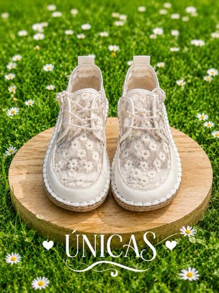 Zapatillas Blancas Flores Bordadas