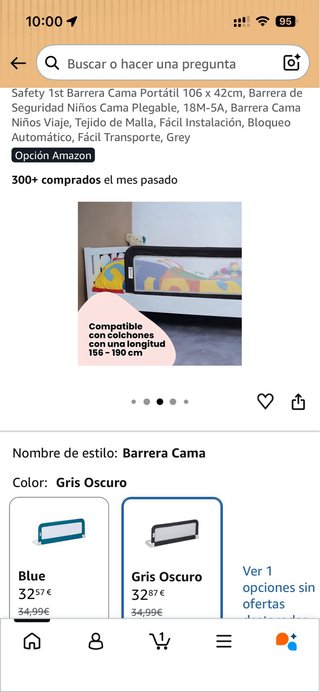 Barrera de seguridad para cama infantil