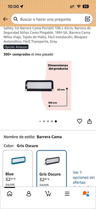 Barrera de seguridad para cama infantil
