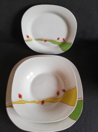 Vajilla porcelana diseño tulipanes