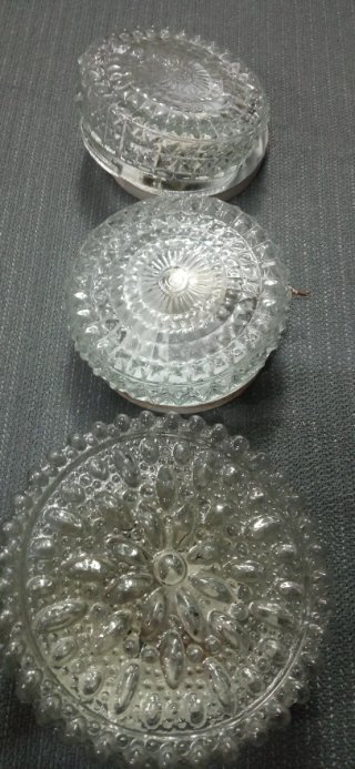 3 Lámparas Techo Vintage Cristal