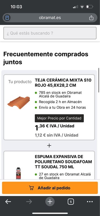 Teja Cerámica Mixta S10 Rojo