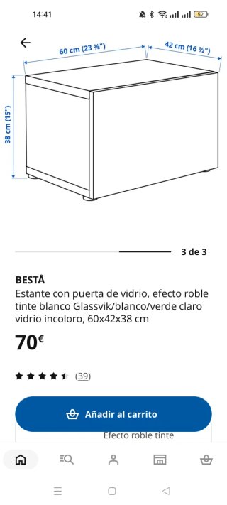 Mueble Besta roble con puerta Glassvik