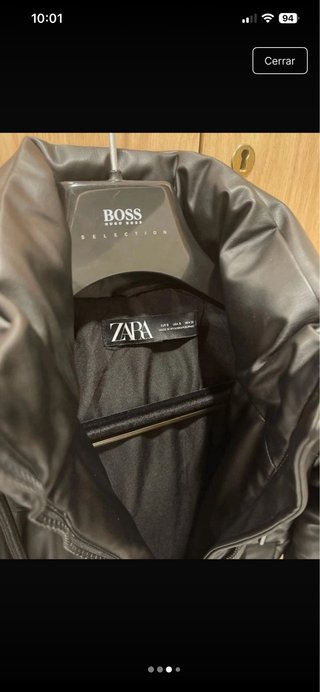 Abrigo Zara Polipiel Negro Talla S(40-42 real)