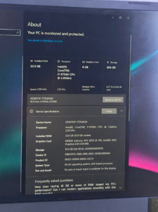 ASUS ROG Strix G17 i7 RTX 2070 32GB RAM