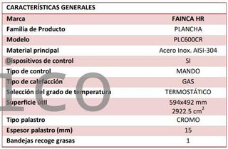 Plancha Gas Cromo Serie 500 - PLC600CR