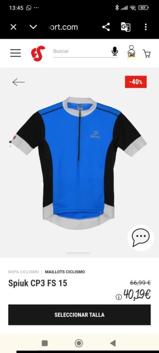 Maillot Ciclismo Spiuk Azul y Negro Talla M