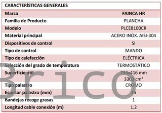 Plancha Gas Cromo Serie 100 - PLC8100CR