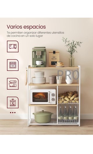 Estantería de Cocina con 2 Cestas de Malla Metálica VASAGLE
