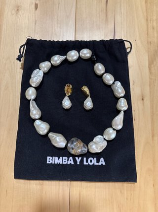 Conjunto Bimba y Lola collar y pendientes perlas