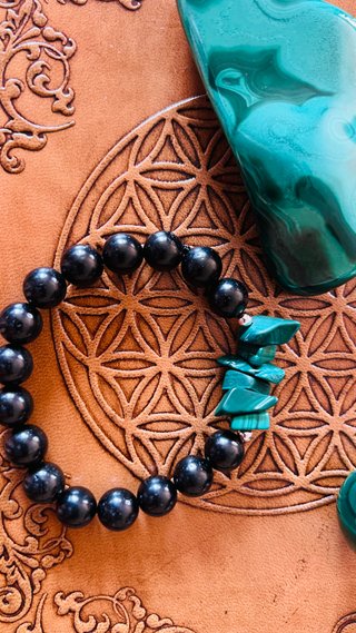 Pulsera Azabache y Malaquita