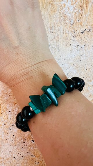 Pulsera Azabache y Malaquita