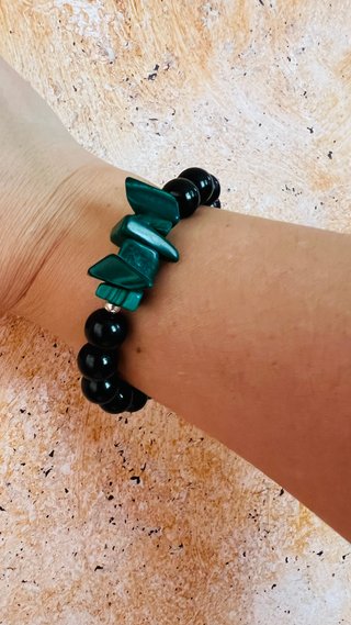 Pulsera Azabache y Malaquita