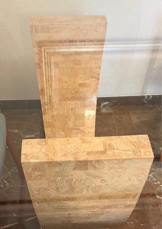 Mesa cristal y 6 sillas madera
