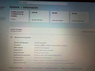 Portátil HP Intel Core i3 4GB RAM 238GB SSD