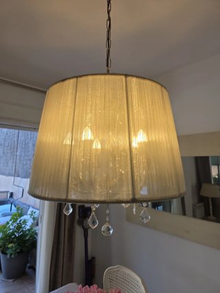 Lámpara de techo tela y cristal