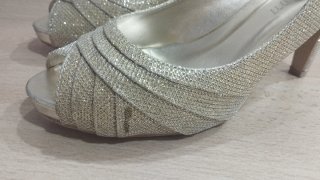 Zapatos dorados fiesta tacón peep toe talla 38