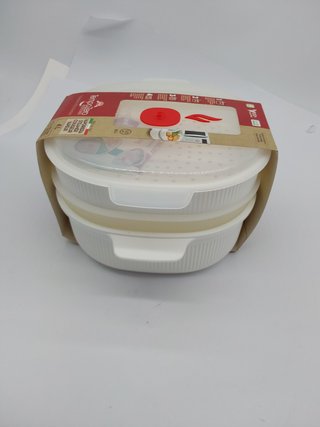 Snips, Vaporera Microondas con 2 cestas, 4 LT, Cocinar al Vapor 26,5 x 22 x 13,5 cm, Color Blanco, Made in Italy,Bpa Free