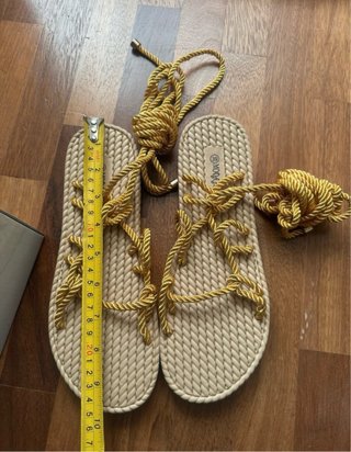Sandali donna con lacci oro beige Tg 39