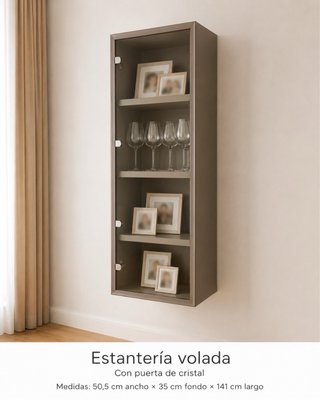 Estantería Volada Madera Grabada