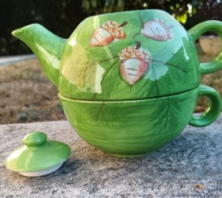 Set Teiera e Tazza Ceramica Decorata