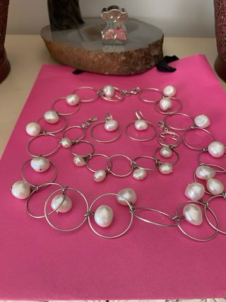 , pulsera y pendientes Plata y Perlas Tous