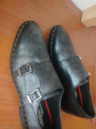 Zapatos Callaghan Negros/Plateados Doble Hebilla