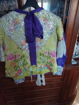 Traje de Fallera verde y multicolor