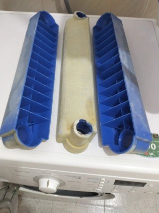 Escalera Piscina Gre Azul y Blanca