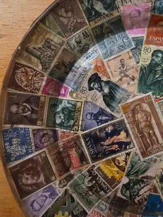 Plato decorativo vintage sellos antiguos