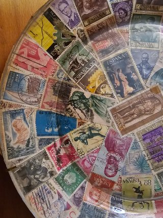 Plato decorativo vintage sellos antiguos