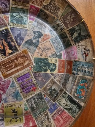 Plato decorativo vintage sellos antiguos