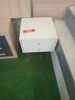 Mesita de noche Arije blanca y madera