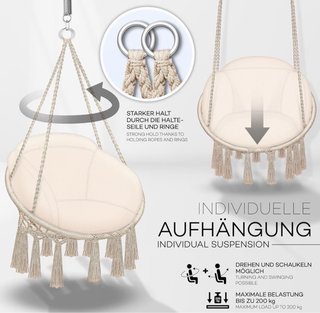 Silla Colgante Boho Beige Nueva