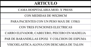 Cama hospitalaria regulable en altura