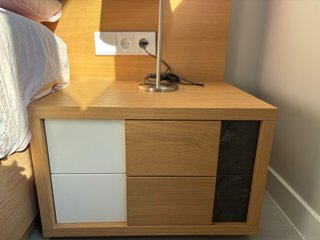 Conjunto cabecero y mesillas madera maciza